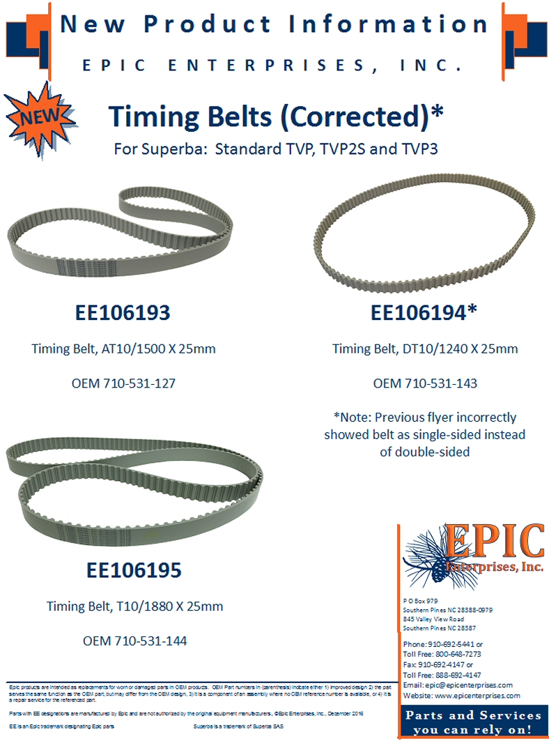 Timing Belts for Superba: Standard TVP, TVP2S, and TVP3